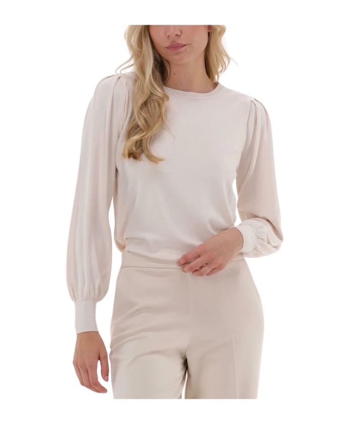 

Свитер с пышными рукавами, базовый вязаный Summum Woman, бежевый