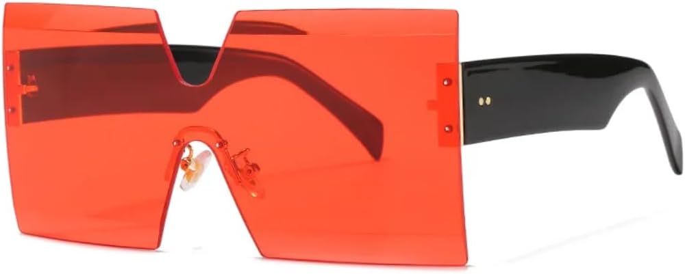 

Цельные безободковые солнцезащитные очки большого размера для женщин и мужчин, роскошные, винтажные, популярные, с заклепками, защита от УФ-излучения UV400 HHZZYVY, Red