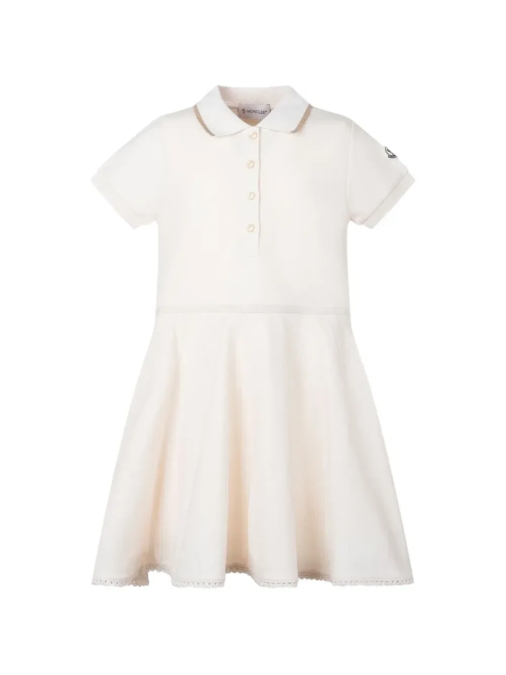 Платье с короткими рукавами и воротником Moncler Enfant, бежевый