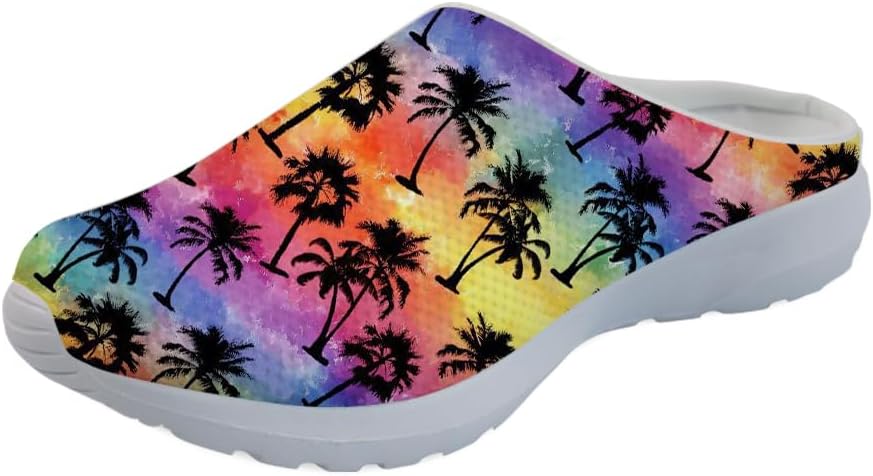 

Кроссовки Forchrinse Blue Dolphin для женщин с эластичной вставкой, мужские садовые сабо с поддержкой свода, повседневная обувь, тапочки для дома, сандалии, легкие, Palm Tree Tie Dye