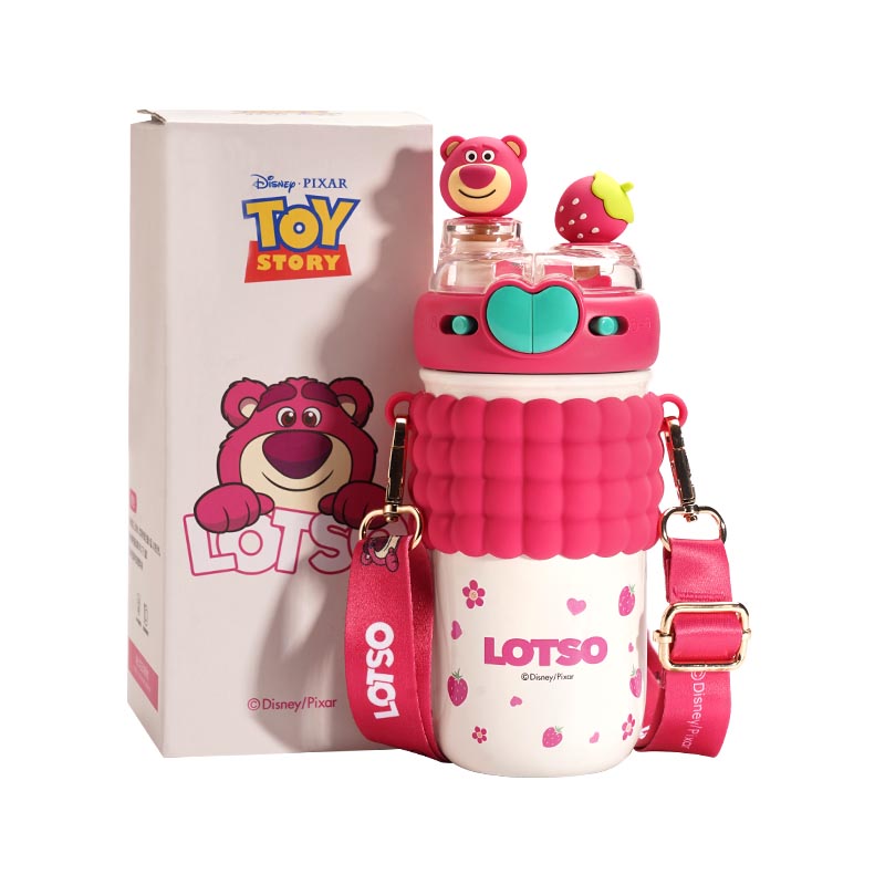 Детский термос Strawberry Bear Disney «Double Drink», 520 мл, Lotso + ершик, ситечко — фото 2