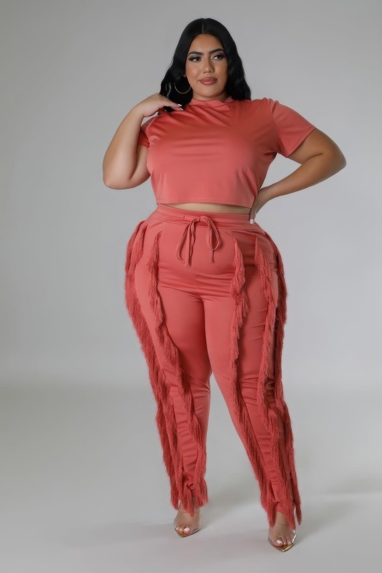 

Комплект из двух частей: укороченный топ FASHNZFAB, цвет salmon