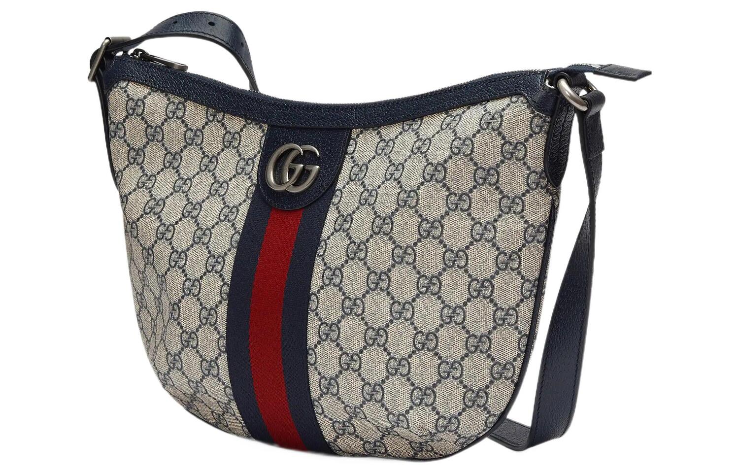 Сумка-полумесяц GUCCI Ophidia из канваса с кожаной отделкой — фото 2