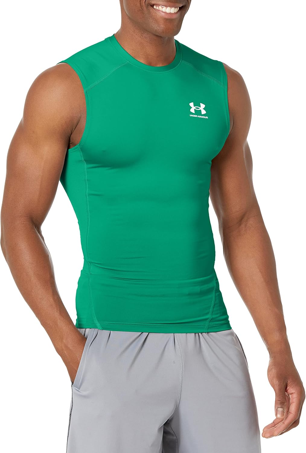 

Under Armour мужская футболка HeatGear без рукавов, (305) Team Kelly Green/White, Белый, Under Armour мужская футболка HeatGear без рукавов, (305) Team Kelly Green/White