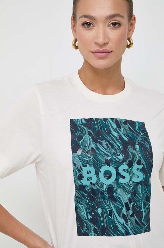 

Хлопковая футболка BOSS Boss, бежевый