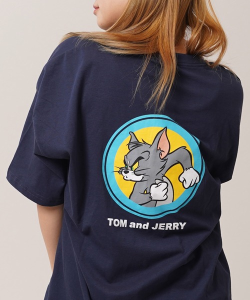 

TOM&JERRY Футболка с коротким рукавом, принт "Том и Джерри", темно-синий