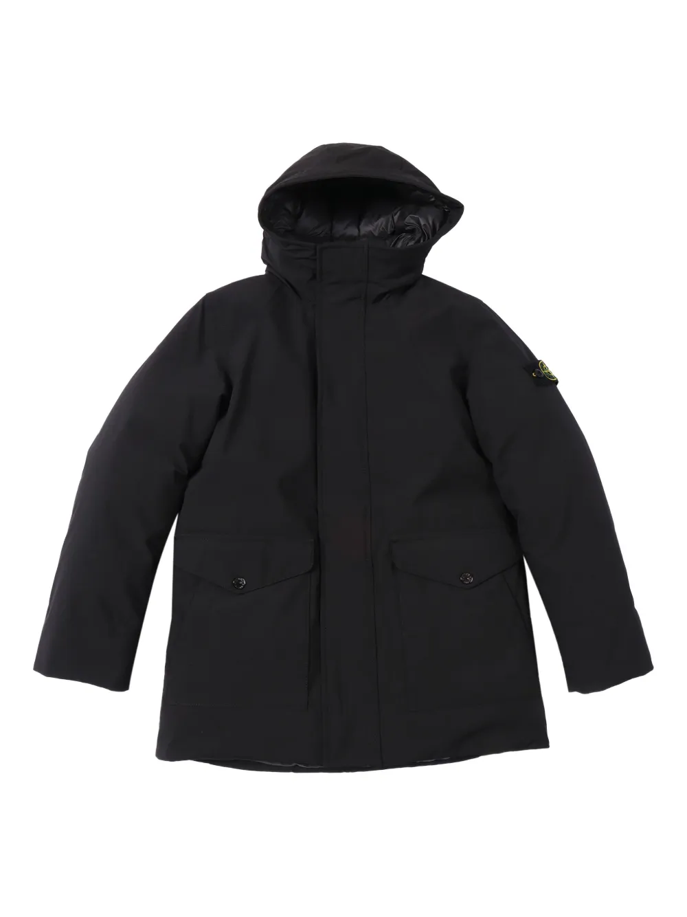 

Пальто с капюшоном и накладными карманами Stone Island Junior, черный