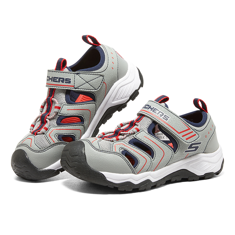 Skechers Детские сандалии из износостойкой дышащей ткани серо-синего цвета для подростков — фото 3