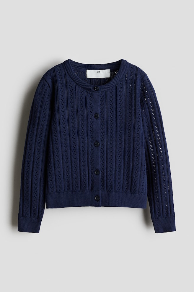 

Хлопковый кардиган ажурной вязки H&M, синий