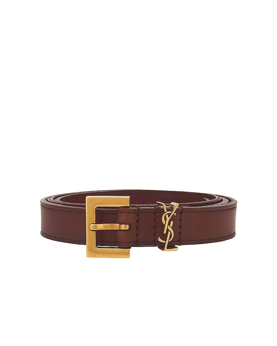 Длинный узкий ремень Cassandre Saint Laurent, цвет Dark Brown Chocolate & Brown Chocolate — фото 3