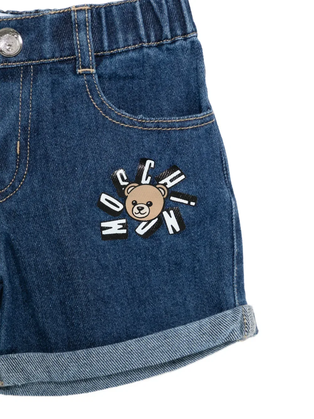 Шорты с изображением медведя Moschino Kids, синий — фото 3