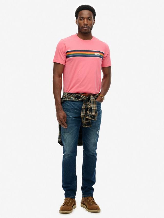 Футболка Outdoor Stripe Logo из хлопка свободного кроя Superdry, Desert Rose Pink — фото 3