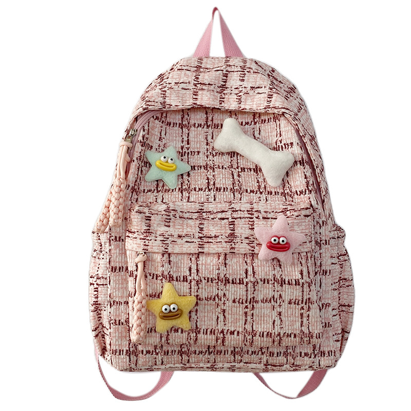 

Nylon Large Capacity Backpack Regular Women's Pink/Green/Blue GEERDUN, Blue (with Star and Bone Pendant)