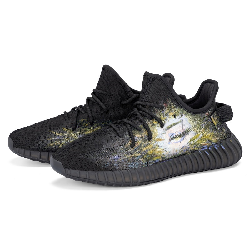 Adidas Originals Yeezy Boost 350 V2 Ink Wash Painting, Hand Drawn низкие повседневные кроссовки Unisex Black — фото 4