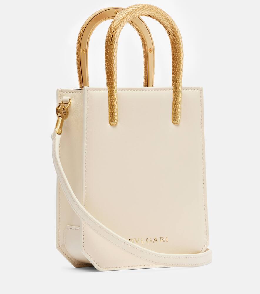 Сумка-шоппер Serpentine Small из кожи с декоративными элементами Bvlgari, Ivory Opal — фото 4