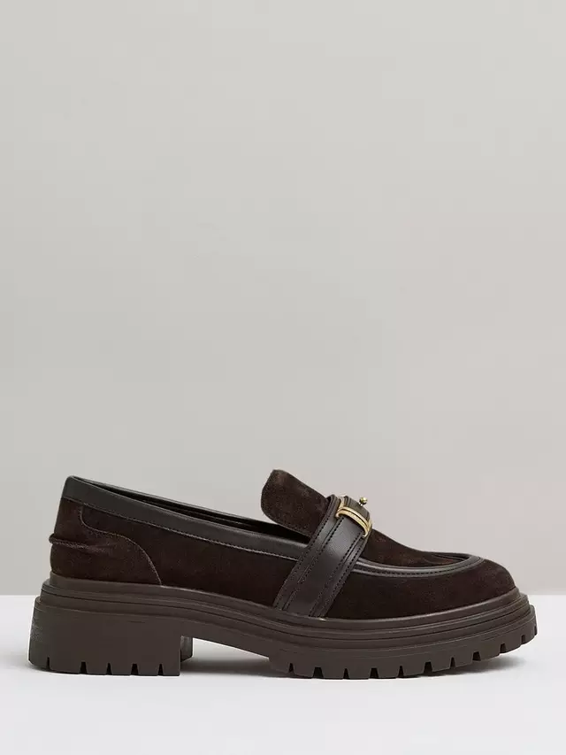 

Лоферы Reiss Adina Suede and Leather Cleated, цвет chocolate