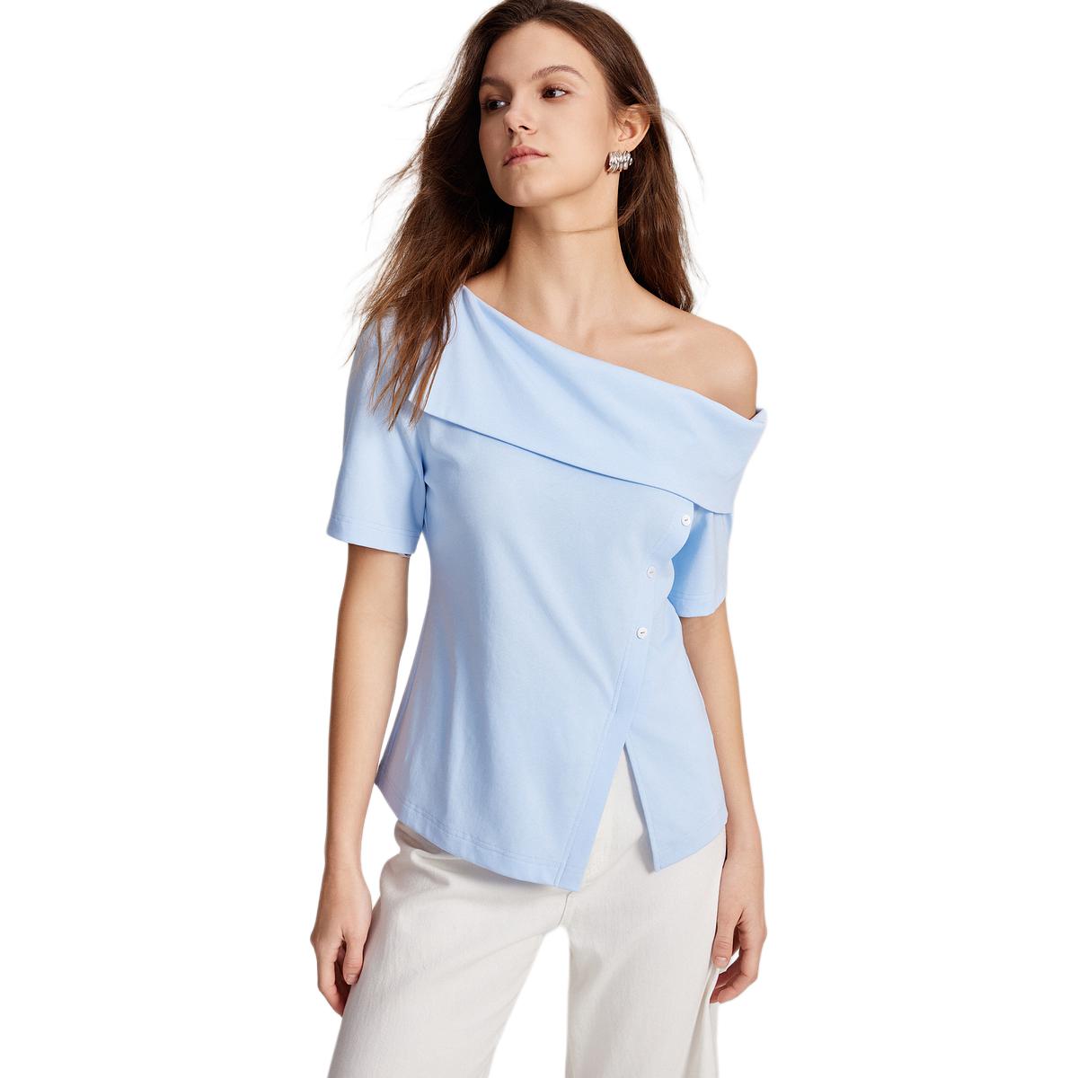 

Футболка женская с лодочкой умеренно прямого кроя ELLE, синий