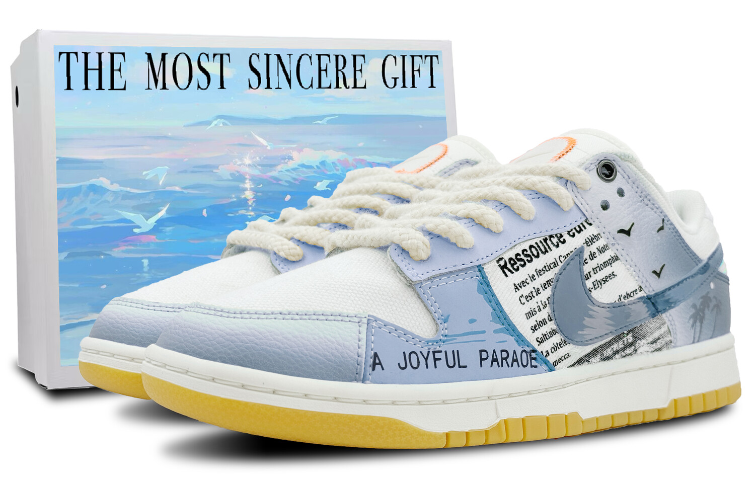 

Кроссовки Nike Dunk Skateboarding Shoes Unisex Low-top Blue, синий