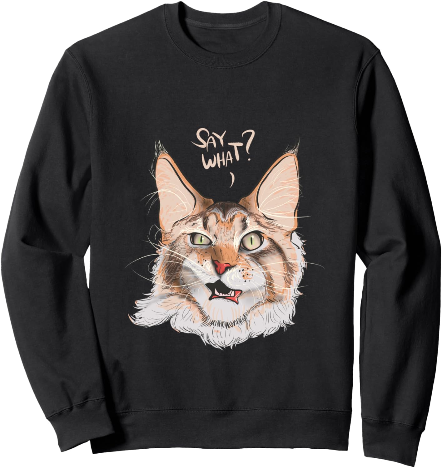 

Толстовка с забавными и милыми надписями Say What Cat для женщин и мужчин Funny Cute Cat Statement Shirts For Adults Teez, черный