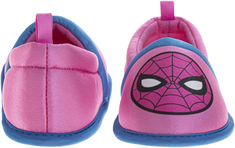 Домашние тапочки Marvel Spiderman для мальчиков - уютные плюшевые домашние тапочки в стиле Человека-паука (размеры: 5-10 для малышей / 11-12 для детей младшего возраста), синий/розовый — фото 4