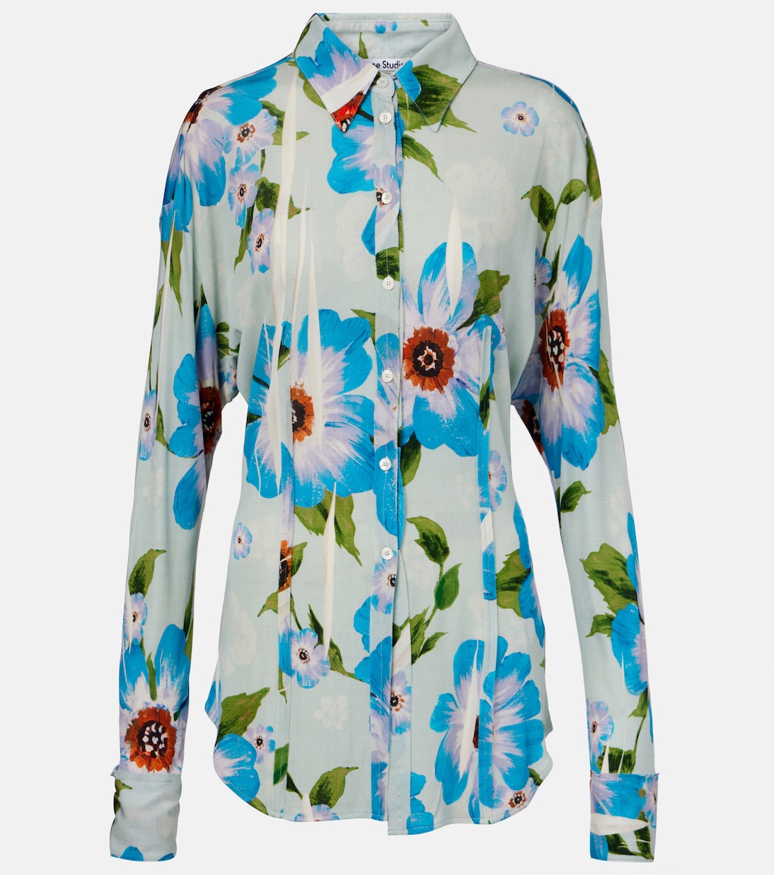 

Рубашка из джерси с цветочным принтом Acne Studios, Multi Blue