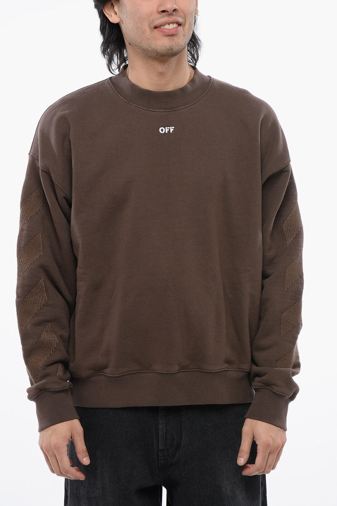 

Свитшот Cornely из хлопка цвета «оливкового» с круглым вырезом Off-White