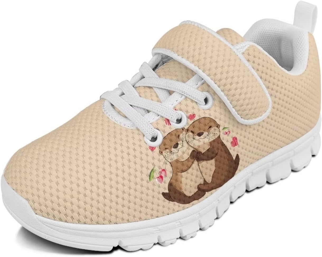 

Кроссовки с животным принтом для мальчиков и девочек, обувь для ходьбы, модный дизайн, с одной пряжкой, теннисные кроссовки, дышащие, легкие, идеальные для детей Watdotory, Otters Love Heart