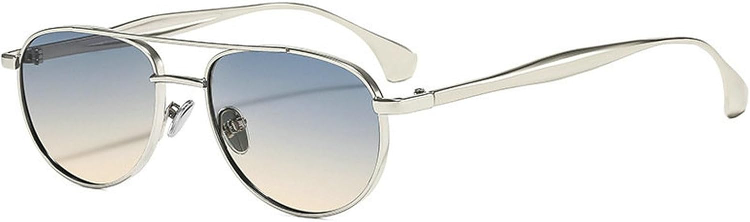 

Солнцезащитные очки COTIA с двойной перемычкой, овальной формы, для женщин и мужчин, в стиле «пилот», металлические, классические, винтажные, ретро, ​​для путешествий, Blue Yellow