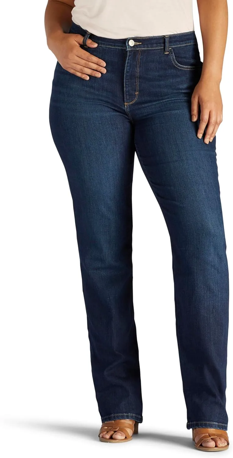 

Lee Женские джинсы Plus Size Monroe Straight Leg, классический расслабленный крой