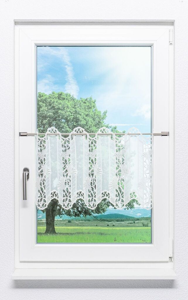 

Панельная штора Plauener Spitze - Листья гинкго #1Ш (ШxВ) 189,2см x 40см натуральный белый/белый
