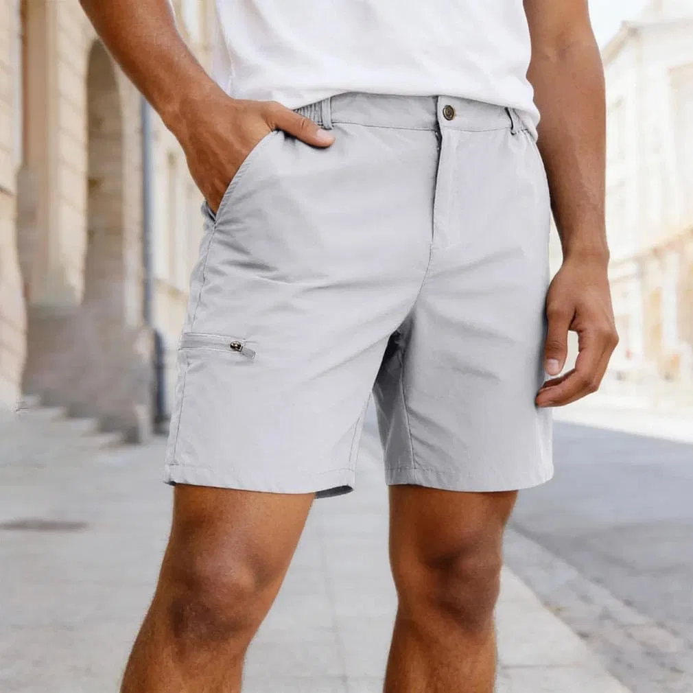 Шорты мужские спортивные, свободные, на эластичном поясе, Light Gray