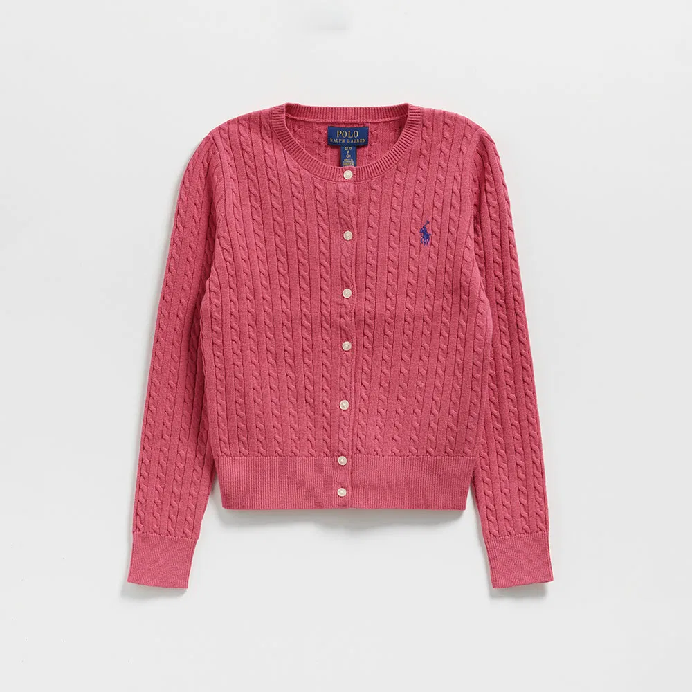 Детский вязаный кардиган Mini Cable Cotton розовый от Polo Ralph Lauren Children