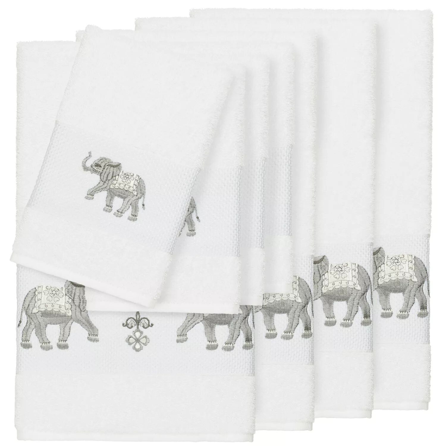 

Linum Home Textiles Набор банных полотенец Quinn из 8 предметов из турецкого хлопка с украшением, белый