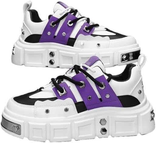 

Кроссовки Hhhchpm унисекс с толстой подошвой - авангардные массивные кроссовки с металлическими заклепками в стиле панк - идеально подходят для скейтбординга, покупок, вечеринок и повседневной носки, фиолетовый