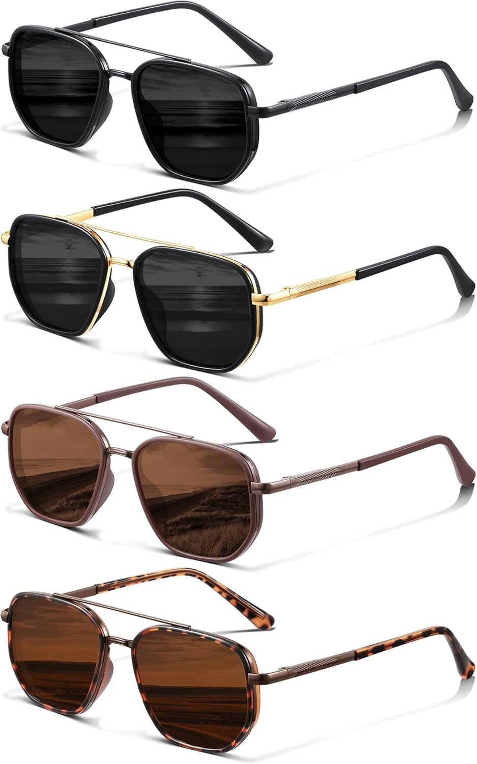 

Солнцезащитные очки-авиаторы для женщин, поляризованные, не спутываются, подходят для вождения и путешествий, защита от УФ-излучения UV400 FURISHQI, Tr6002black+brown+leopard+gold