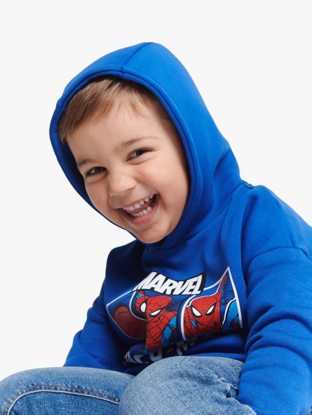 Детская толстовка с капюшоном из хлопковой смеси Spiderman Brand Threads, Blue — фото 3