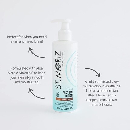 St Moriz Professional Мгновенный лосьон для быстрого загара, 1 час, с алоэ вера и витамином Е, 200 мл, St. Moriz — фото 2