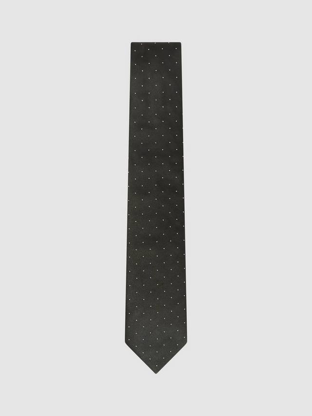 

Галстук из шелковой смеси лиама в горошек Reiss, темно-зеленый
