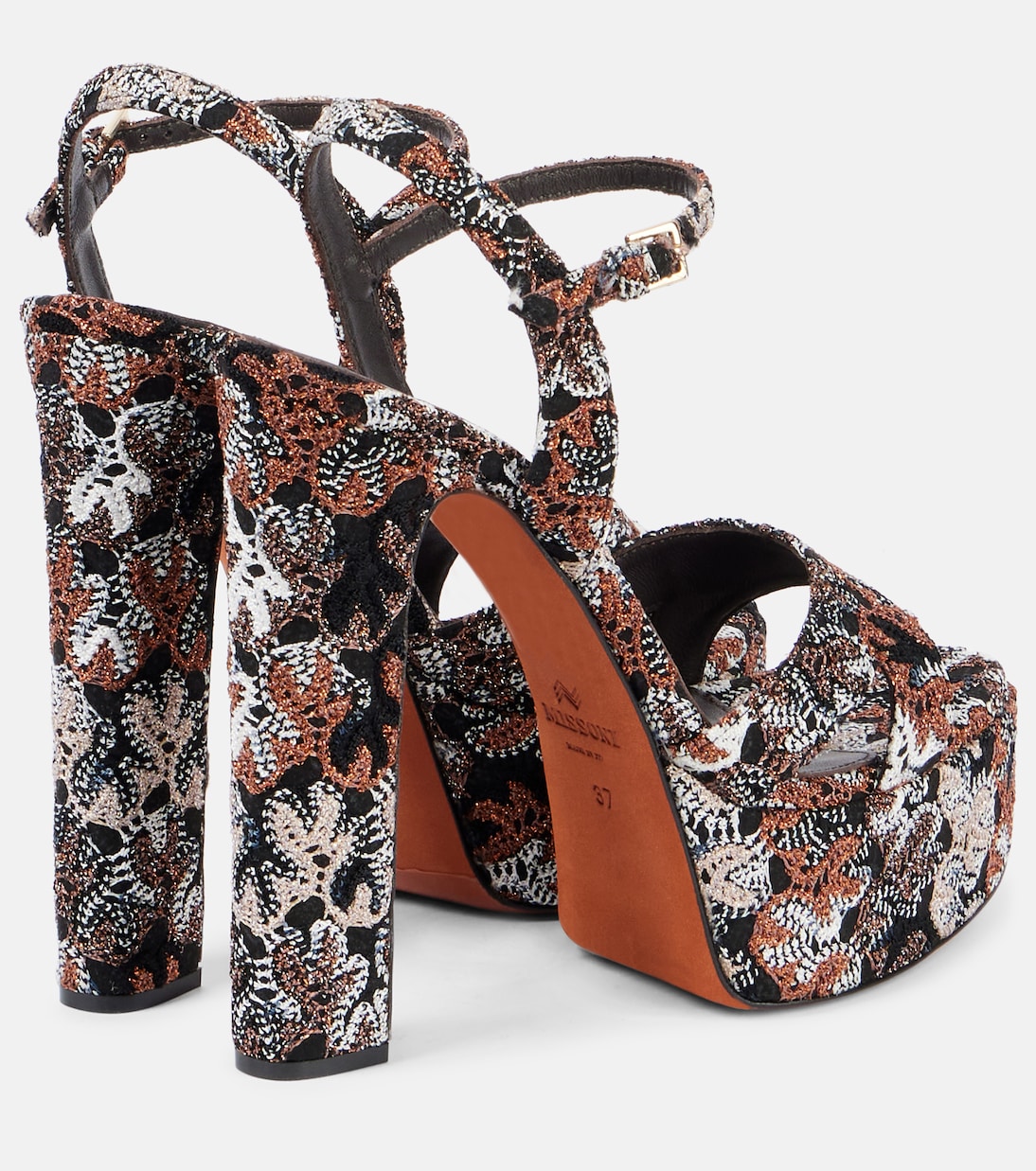 Анжела Рашель ламе платформенные сандалии Missoni, коричневый — фото 2