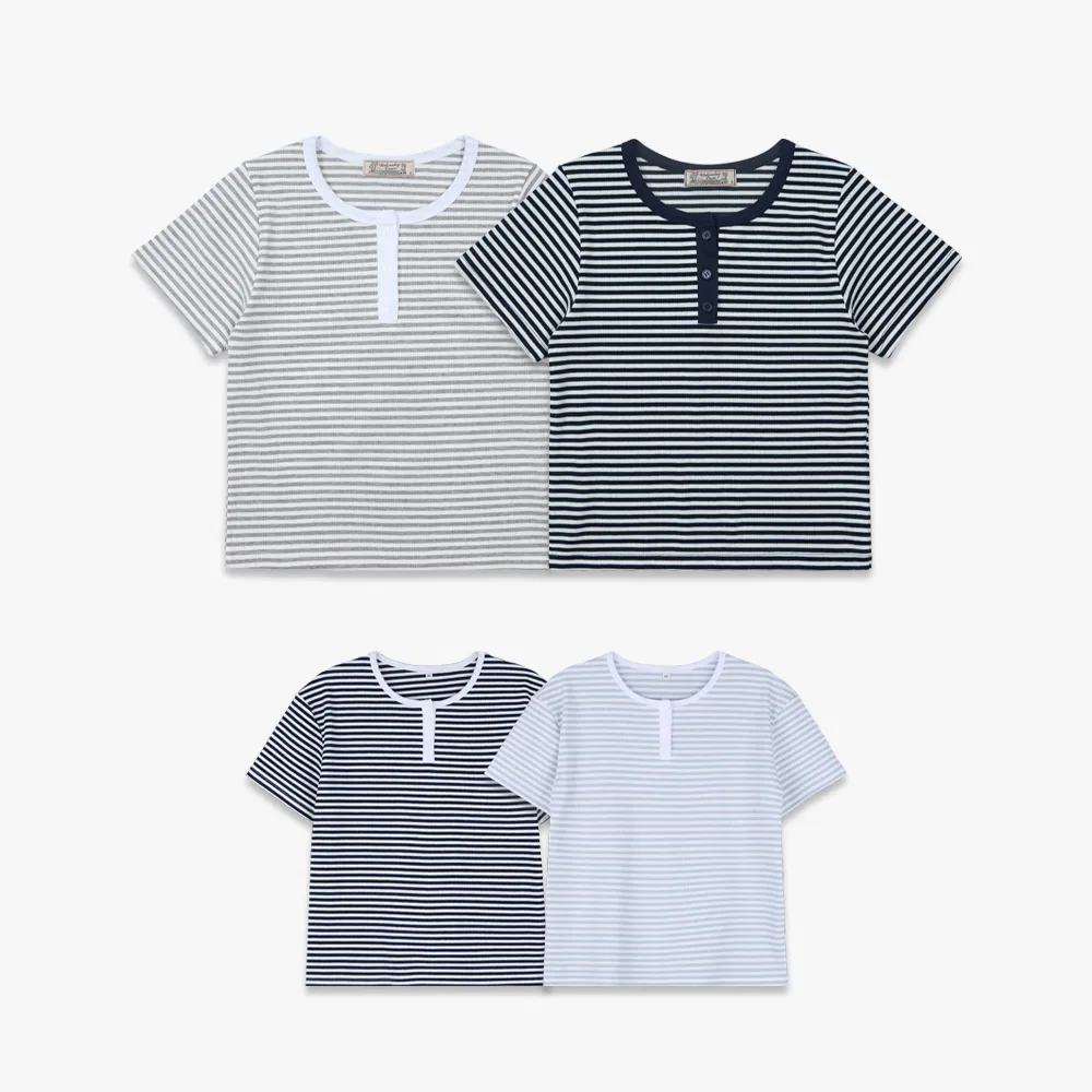 Полосатая футболка "Loe Henley Neck" для взрослых и детей от Wednesdayoasis Kids