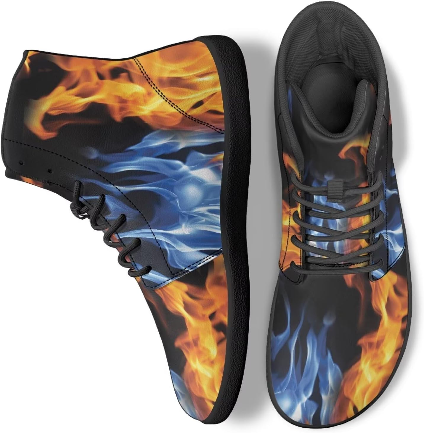 

Высокие кроссовки для ходьбы для мужчин и женщин с широким носком, беговые кроссовки из ПУ-кожи для тренировок Ecaestolph, синий/золотой