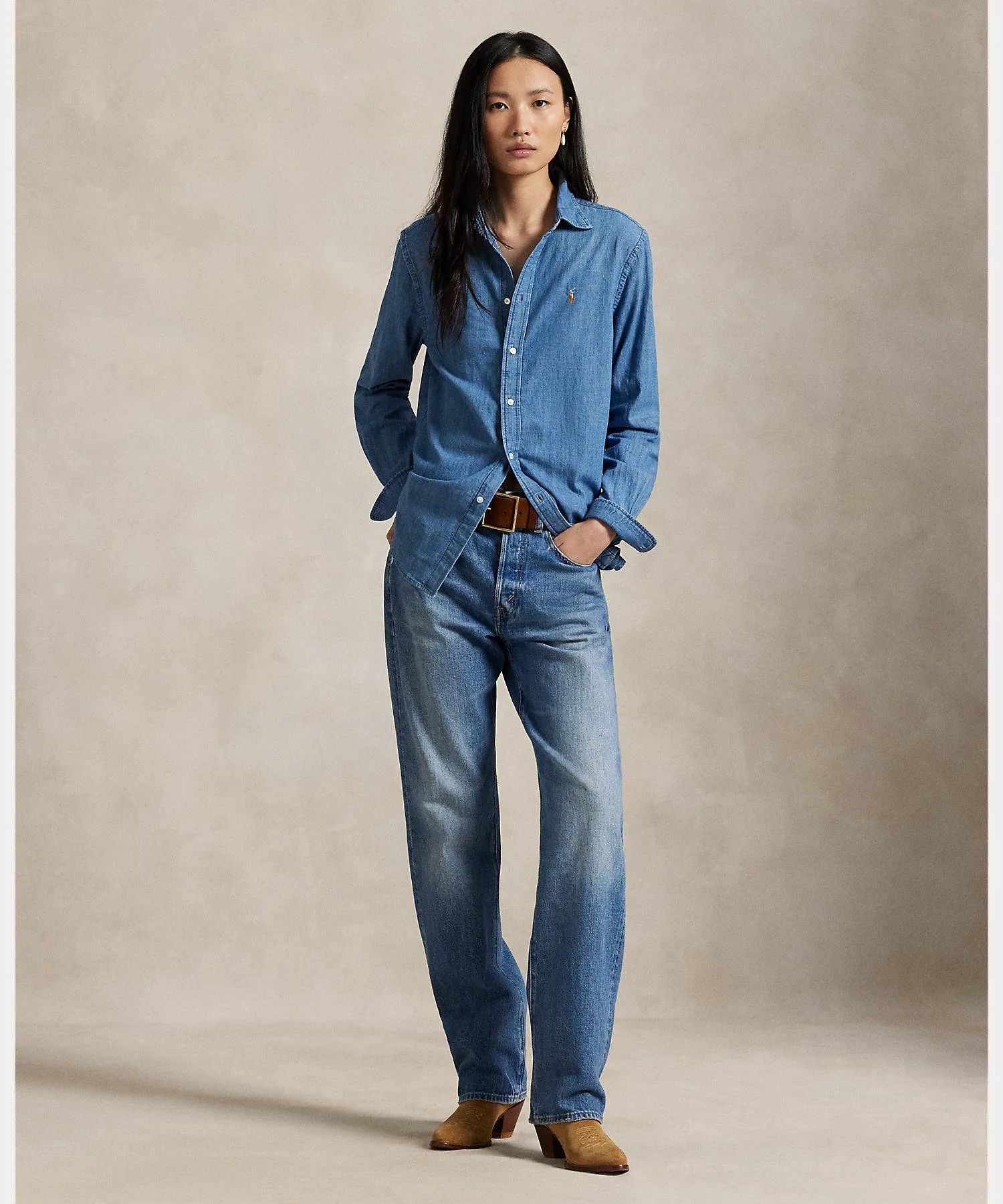 Классическая джинсовая рубашка Polo Ralph Lauren, 400 Blue — фото 3