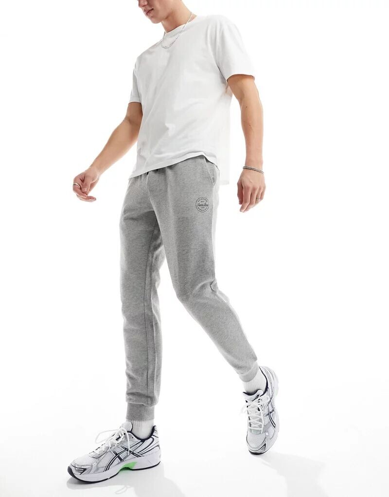 

Светло-серый меланжевый узкий джоггер Jack & Jones