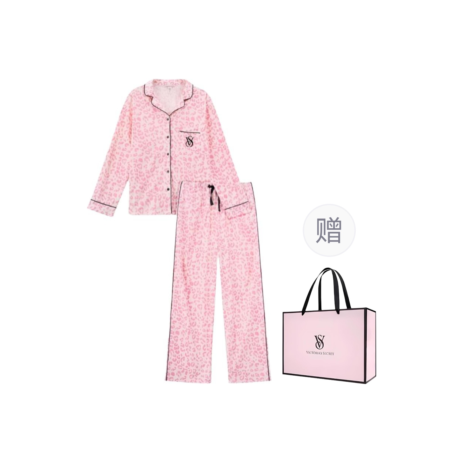 

Victoria's Secret Пижамный комплект Brushed Texture, легкий и теплый, женский, розовый леопардовый принт