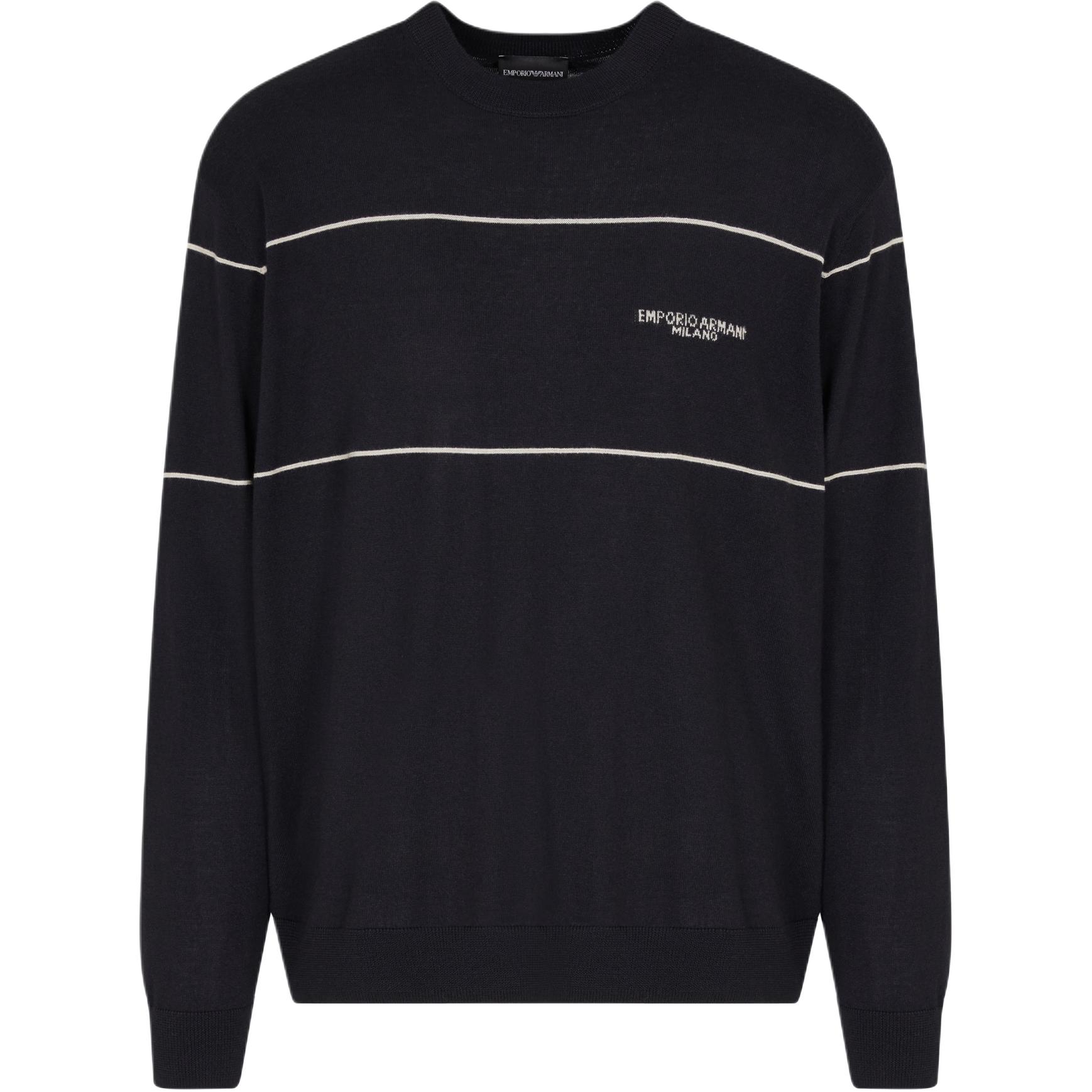 

Джемпер из натуральной шерсти с жаккардовым логотипом EMPORIO ARMANI, синий