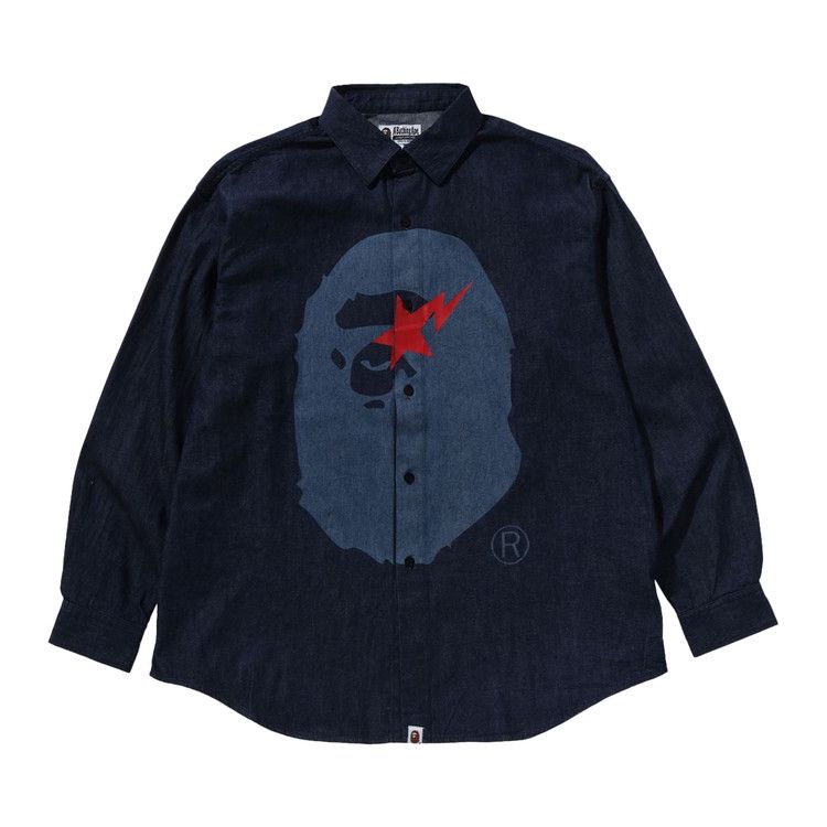 

Рубашка BAPE Sta Ape Head Relaxed Fit Denim Long-Sleeve Shirts 'Indigo'