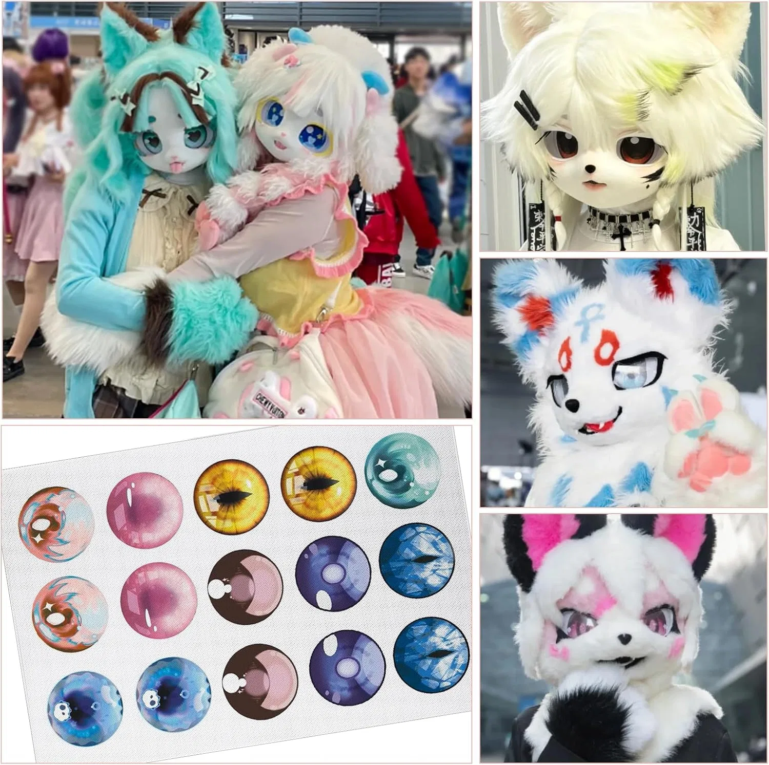 Набор сетчатых наклеек для глаз Therian для масок Furries Yccokjj, Colour B — фото 4