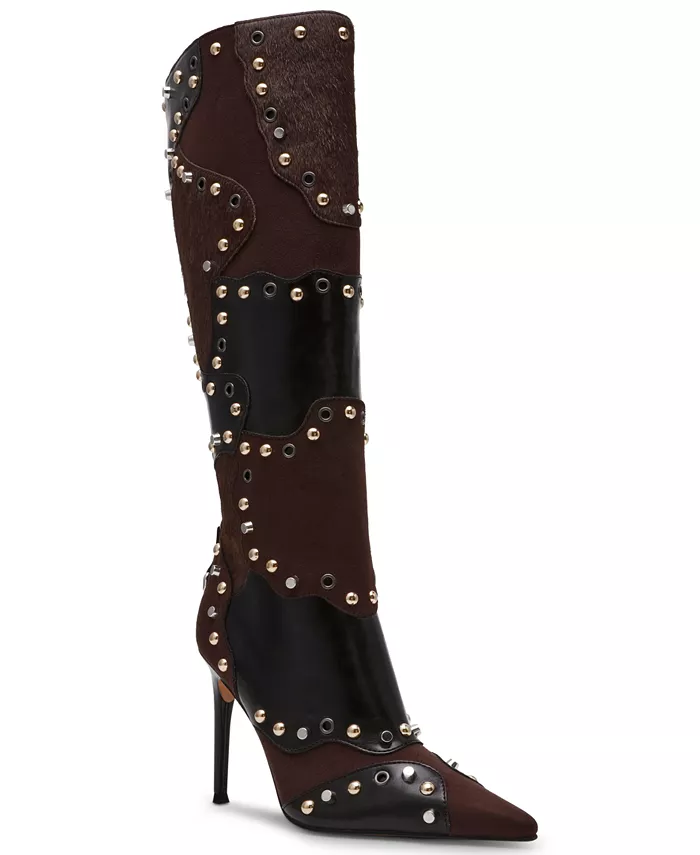 Женские сапоги Revive с заклепками до колена в винтажном стиле Steve Madden, коричневый