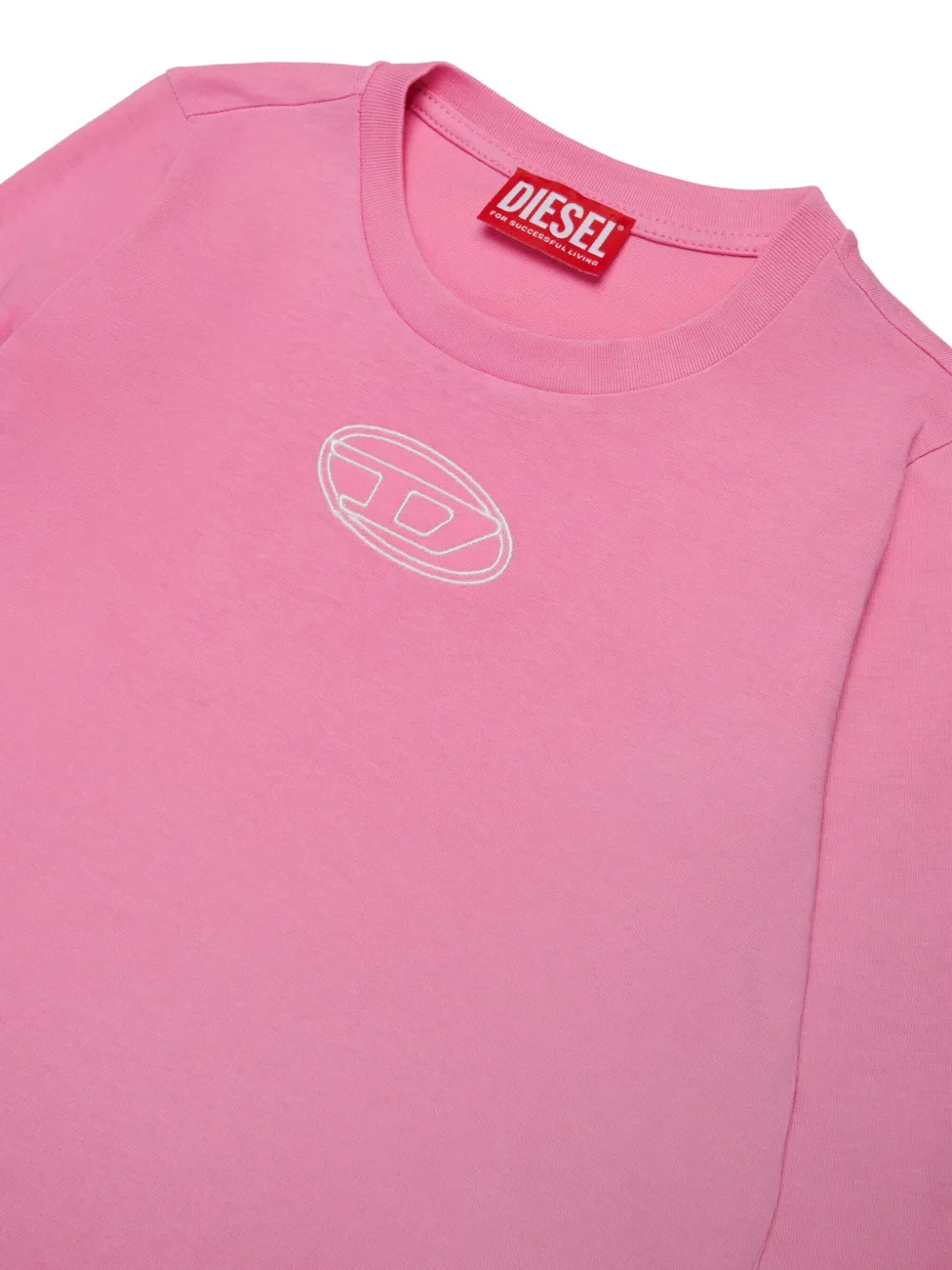 Футболка с вышитым логотипом Diesel Kids, розовый — фото 3