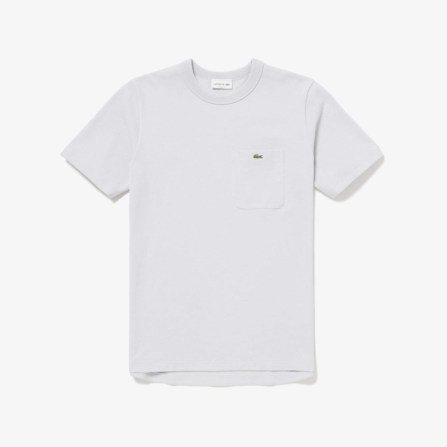 Мужская хлопковая трикотажная футболка Lacoste с коротким рукавом и карманом, серый — фото 4